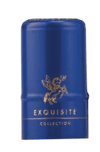 Blue barrel labeled 'Exquisite Collection' with a golden lion emblem.