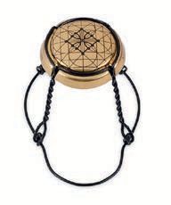 Wooden yo-yo with geometric design and black string.