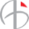 A stylized logo with a gray circular design and a small red flag.