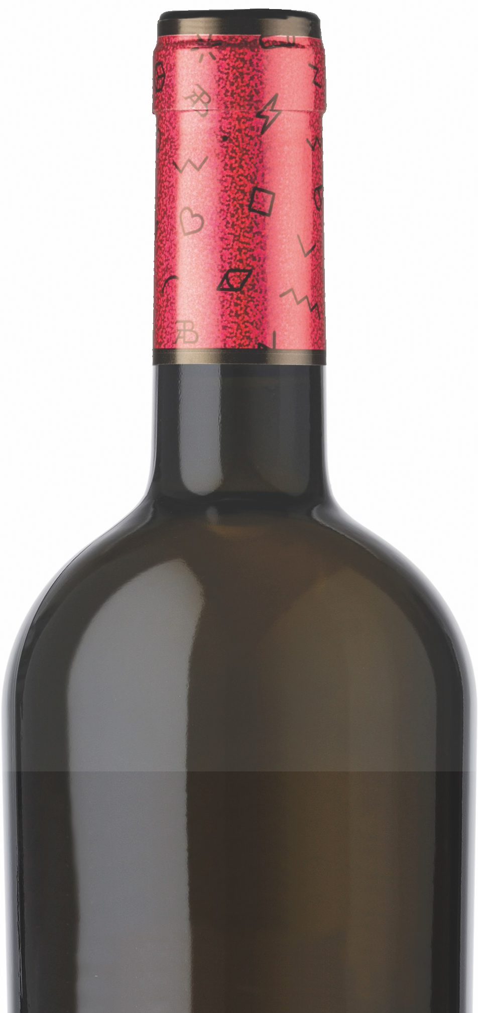 Close-up of a dark glass bottle with a red cap.